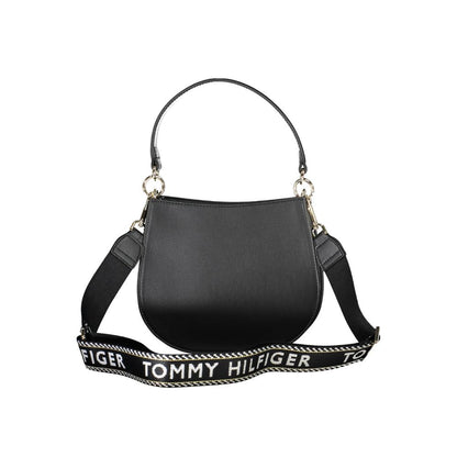 Tommy Hilfiger Black Polyester Leather Effect Convertible Handbag