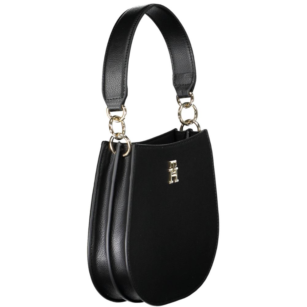 Tommy Hilfiger Black Polyester Leather Effect Convertible Handbag