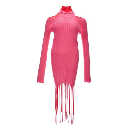 Bottega Veneta Pink Cotton Twisted Neck Dress