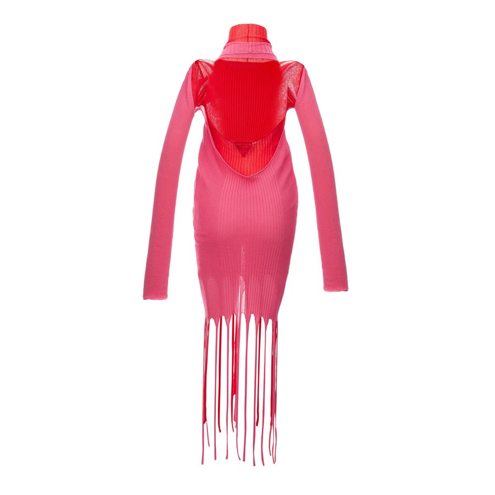 Bottega Veneta Pink Cotton Twisted Neck Dress
