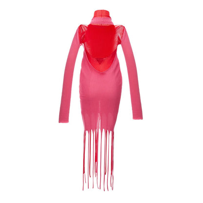 Bottega Veneta Pink Cotton Twisted Neck Dress