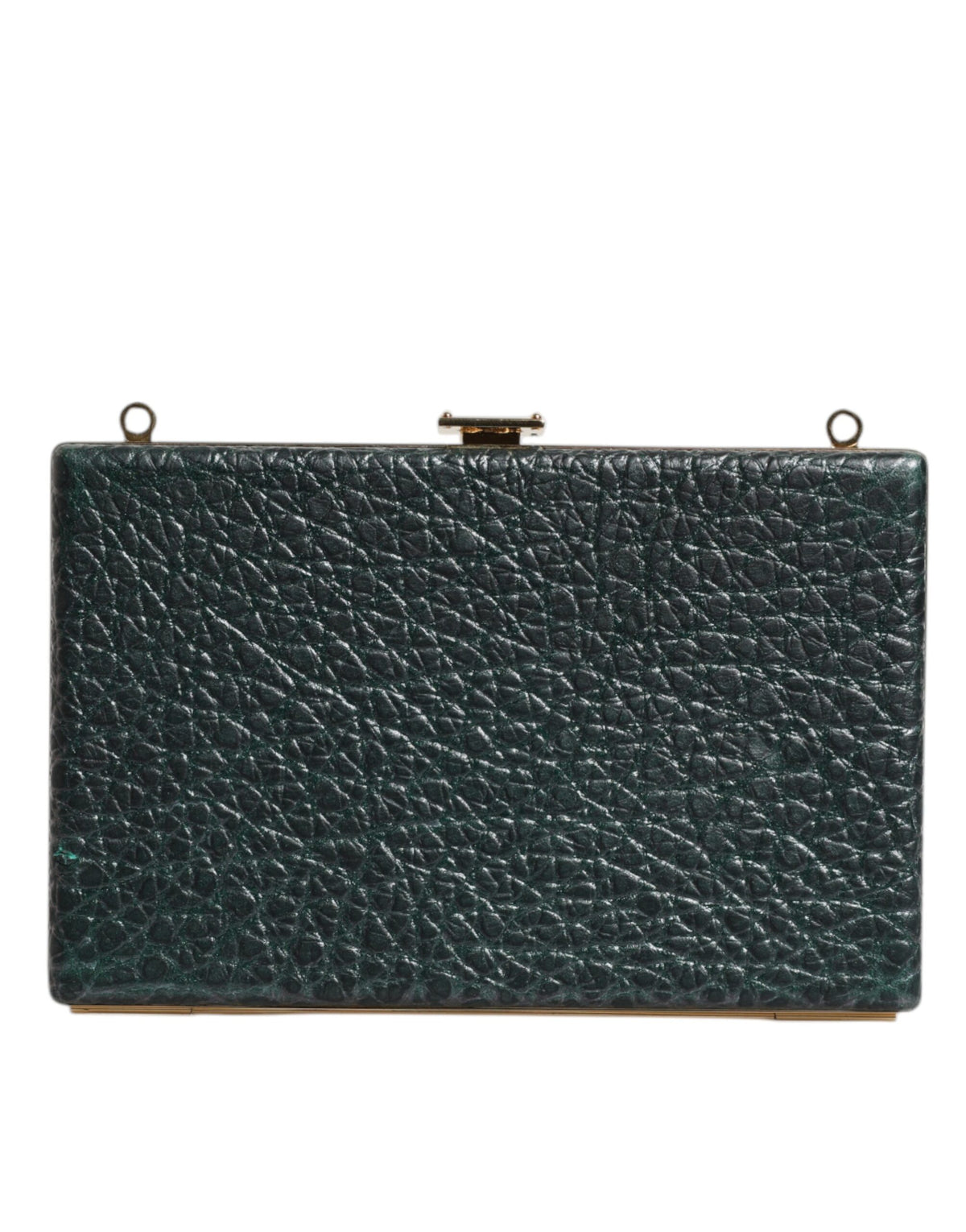 Dolce & Gabbana Leather Brass Evening Crossbody Clutch Handbag - Black Gold
