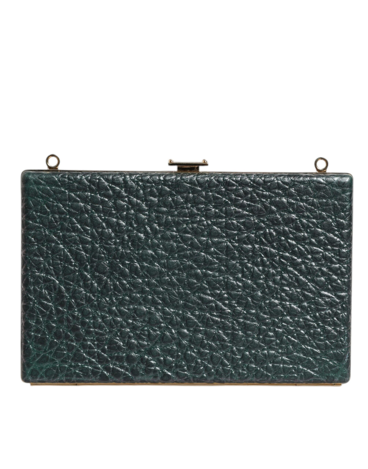 Dolce & Gabbana Leather Brass Evening Crossbody Clutch Handbag - Black Gold