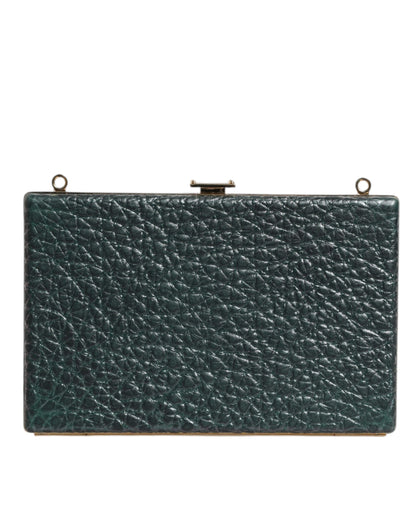 Dolce & Gabbana Leather Brass Evening Crossbody Clutch Handbag - Black Gold