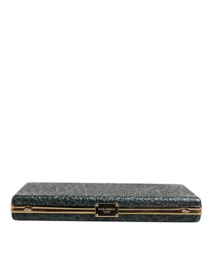 Dolce & Gabbana Leather Brass Evening Crossbody Clutch Handbag - Black Gold