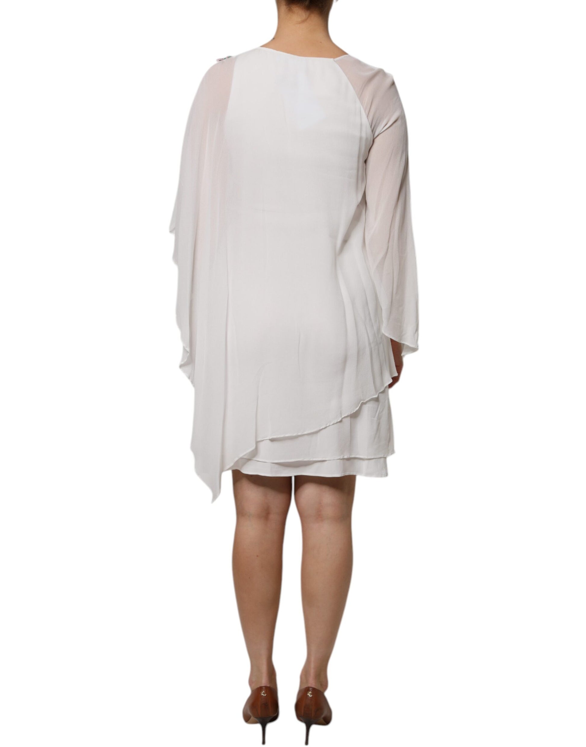 Blumarine White Floral Embroidery Viscose Chiffon Shift Dress  Moon Behind  The Hill