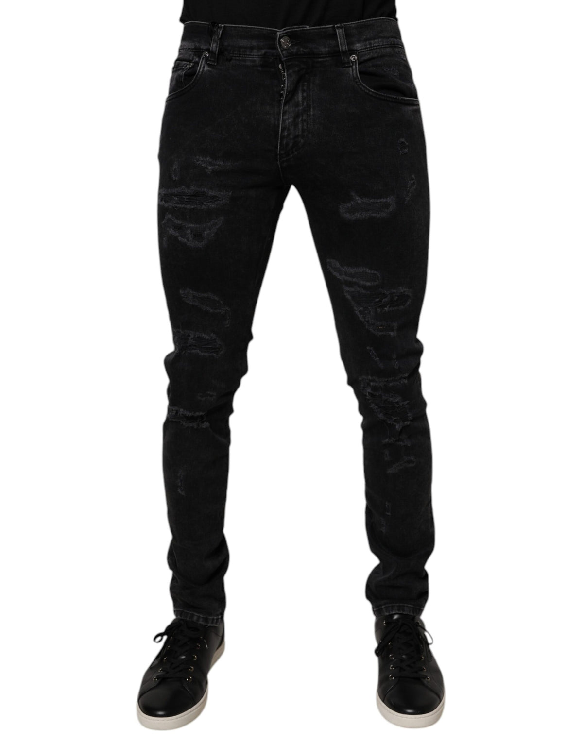 Dolce & Gabbana 9 To 5 Men's Skinny Regular Fit Stretch Denim Cotton Jeans - Black