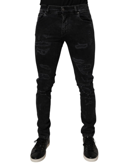Dolce & Gabbana 9 To 5 Men's Skinny Regular Fit Stretch Denim Cotton Jeans - Black