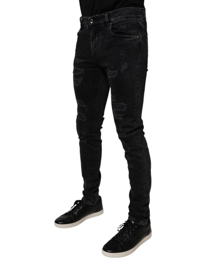 Dolce & Gabbana 9 To 5 Men's Skinny Regular Fit Stretch Denim Cotton Jeans - Black