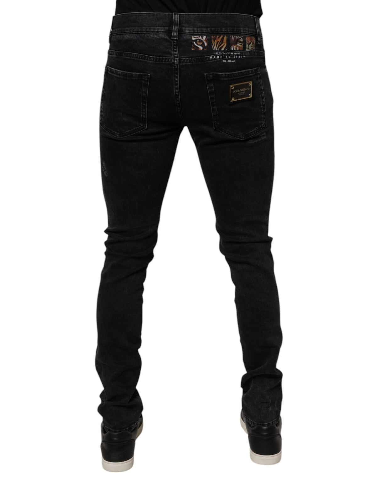 Dolce & Gabbana 9 To 5 Men's Skinny Regular Fit Stretch Denim Cotton Jeans - Black