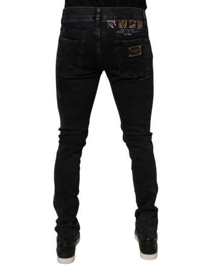 Dolce & Gabbana 9 To 5 Men's Skinny Regular Fit Stretch Denim Cotton Jeans - Black