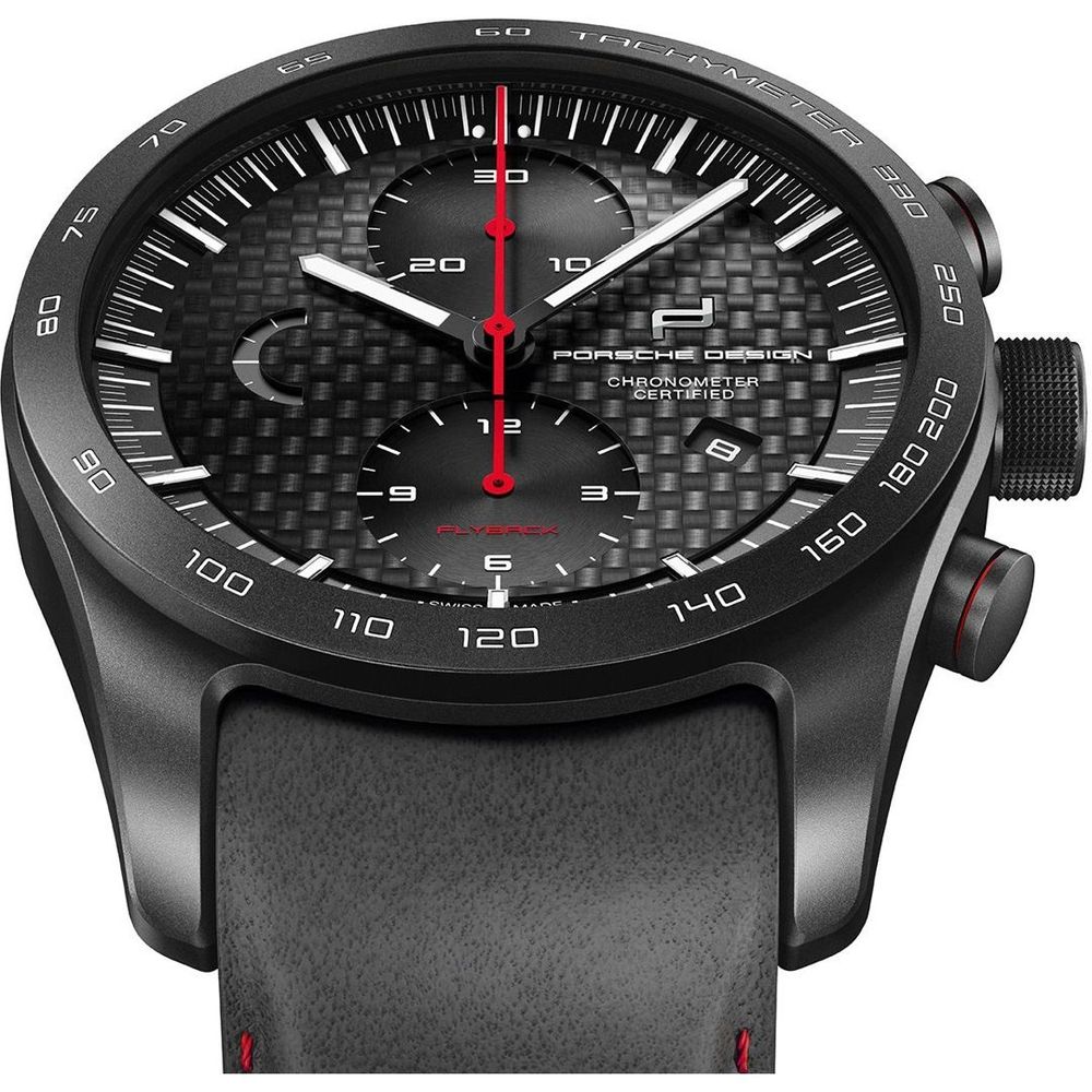 Porsche Design Black Leather 6013604001082 Men's Watch