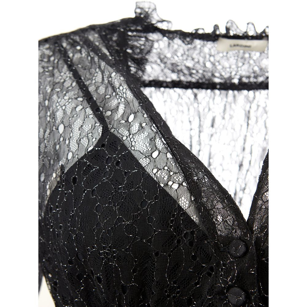 Lardini Elegant Black Nylon Maxi Dress