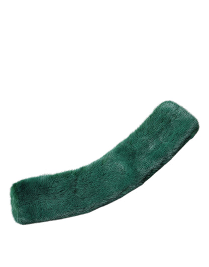 Dolce & Gabbana Green Mink Fur Collar Women Neck Wrap Scarf