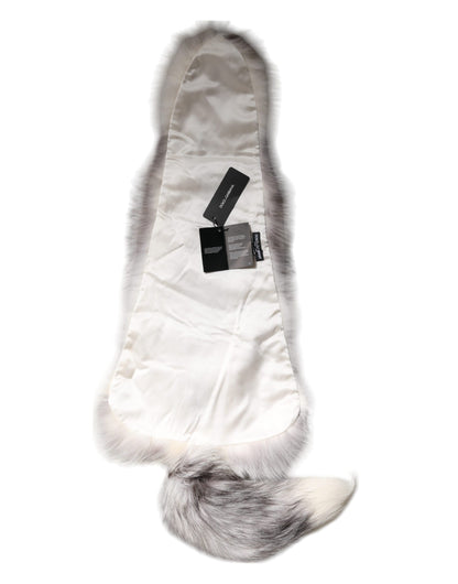 Dolce & Gabbana White Fox Fur Neck Wrap Warmer Winter Scarf