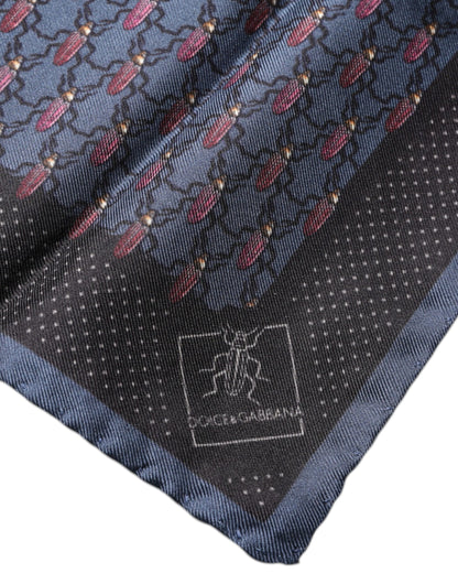Dolce & Gabbana Dark Blue Beetle Square Handkerchief Scarf