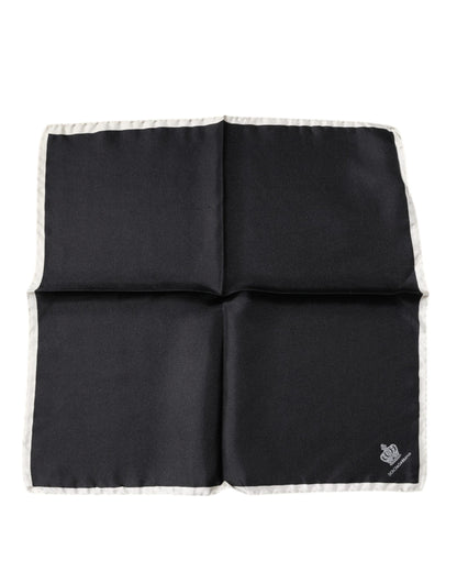 Dolce & Gabbana Black Crown Logo Square Handkerchief Scarf