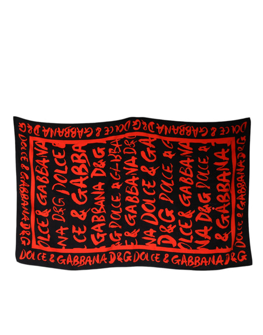 Dolce & Gabbana Cotton Beach Towel - Black Red Print