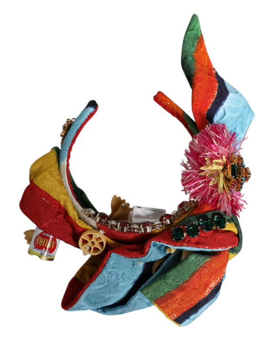 Dolce & Gabbana Cotton Viscose & Crystal Headband - Multicolor Floral