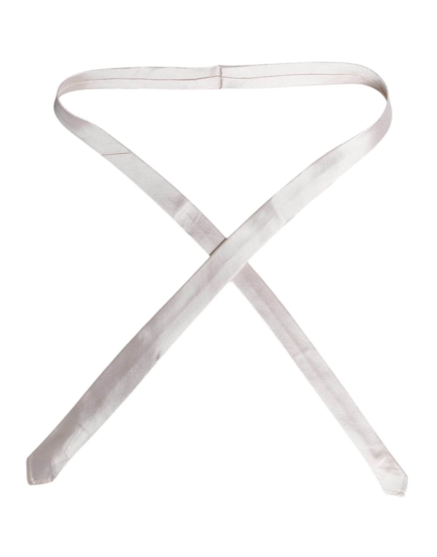 Dolce & Gabbana White Solid Silk Adjustable Necktie Tie