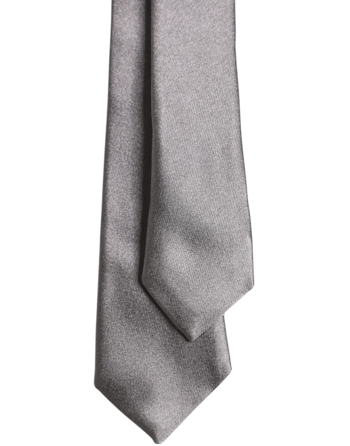 Dolce & Gabbana Metallic Silver Silk Adjustable Necktie Tie