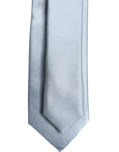Dolce & Gabbana Light Blue Solid Silk Adjustable Necktie Tie