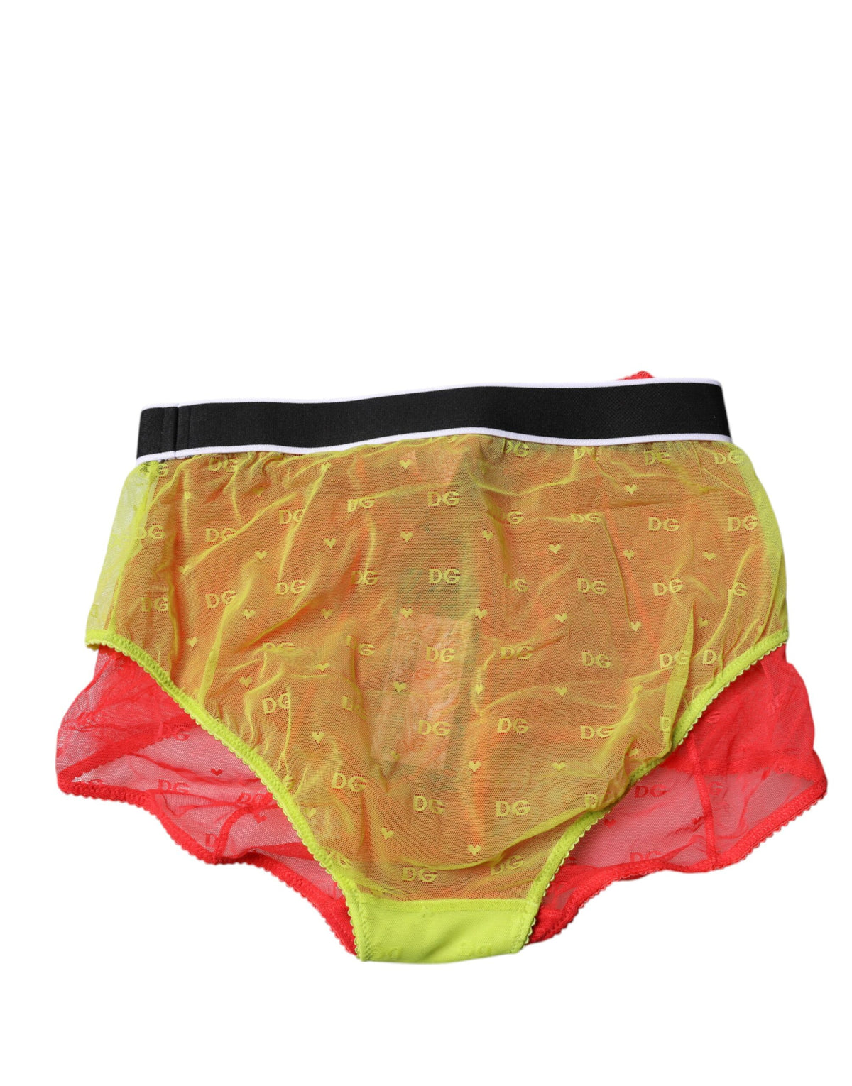 Dolce & Gabbana Women's Mid Rise Nylon & Tulle Panties - Red Yellow