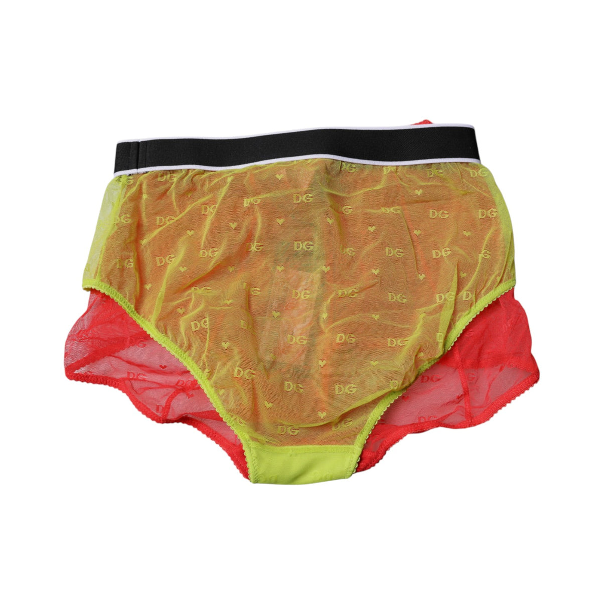 Dolce & Gabbana Women's Mid Rise Nylon & Tulle Panties - Red Yellow