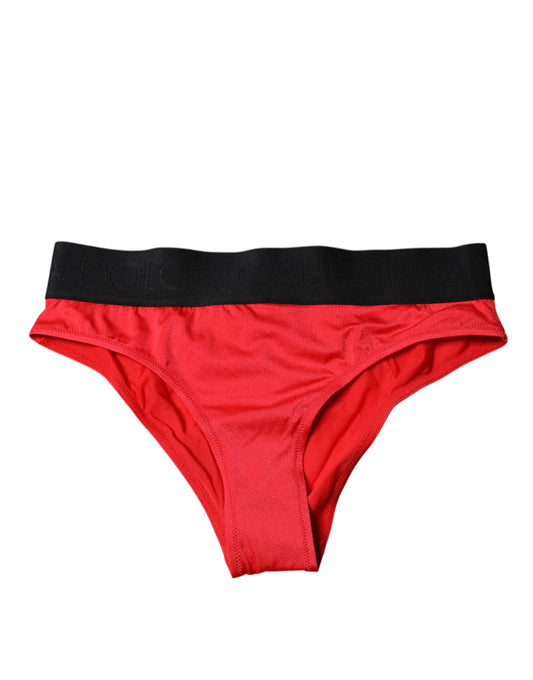 Dolce & Gabbana Women's Mid Rise Stretch Nylon Panties - Black Red