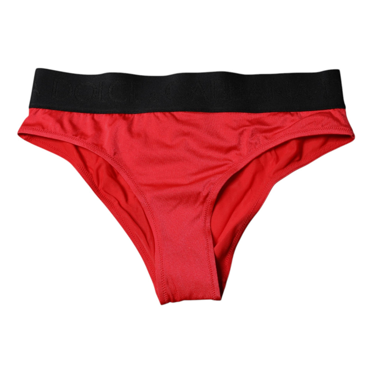 Dolce & Gabbana Women's Mid Rise Stretch Nylon Panties - Black Red