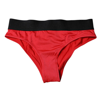 Dolce & Gabbana Women's Mid Rise Stretch Nylon Panties - Black Red
