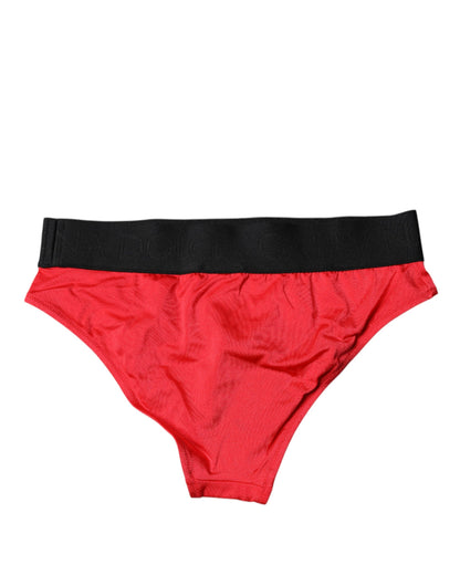 Dolce & Gabbana Women's Mid Rise Stretch Nylon Panties - Black Red