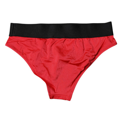 Dolce & Gabbana Women's Mid Rise Stretch Nylon Panties - Black Red