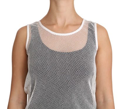 Dolce & Gabbana Crisp Women's Sleeveless Acetate Cotton Polyester & Silk T-Shirt - Transparent White