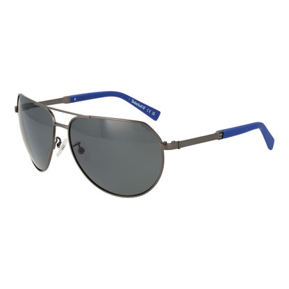 This Sunglasses by Timberland for men in metal gray presents a sumptuous silhouette, showcasing a sumptuous aviator full-rim frame design in gunmetal coloured frame and high-performance polarized category-3-dark-tint lens.