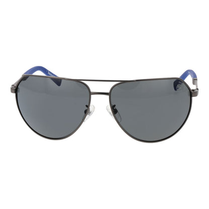 Sunglasses by Timberland for men in metal gray features an ethereal aviator full-rim frame design with gunmetal coloured frame frames and polarized category-3-dark-tint lens for a ethereal finish.