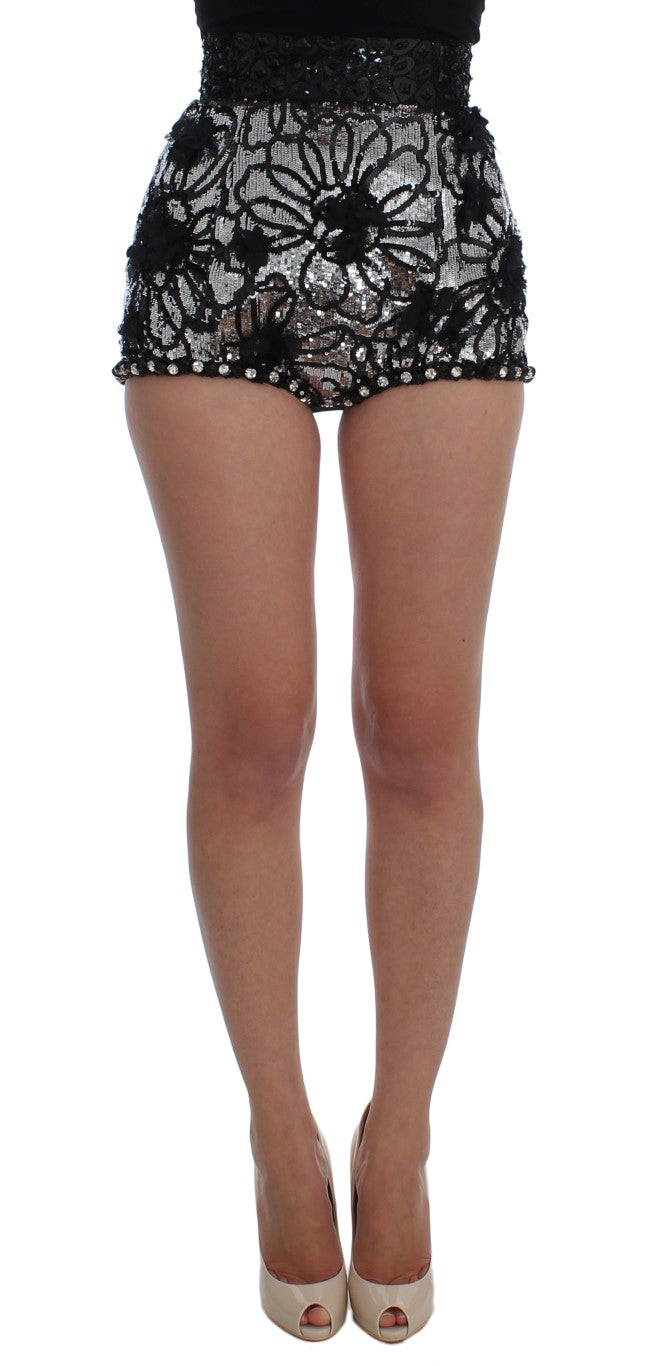 Dolce & Gabbana Women's Black Crystal Sequined Mini Shorts