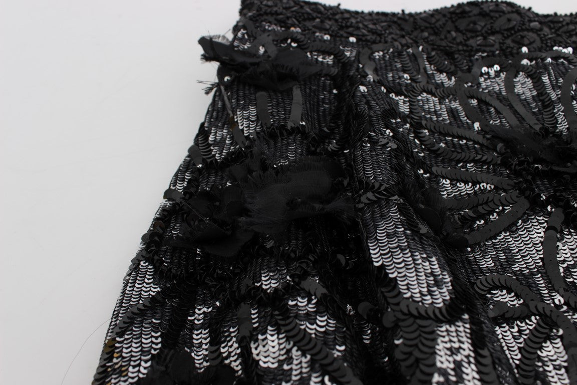 Dolce & Gabbana Women's Black Crystal Sequined Mini Shorts