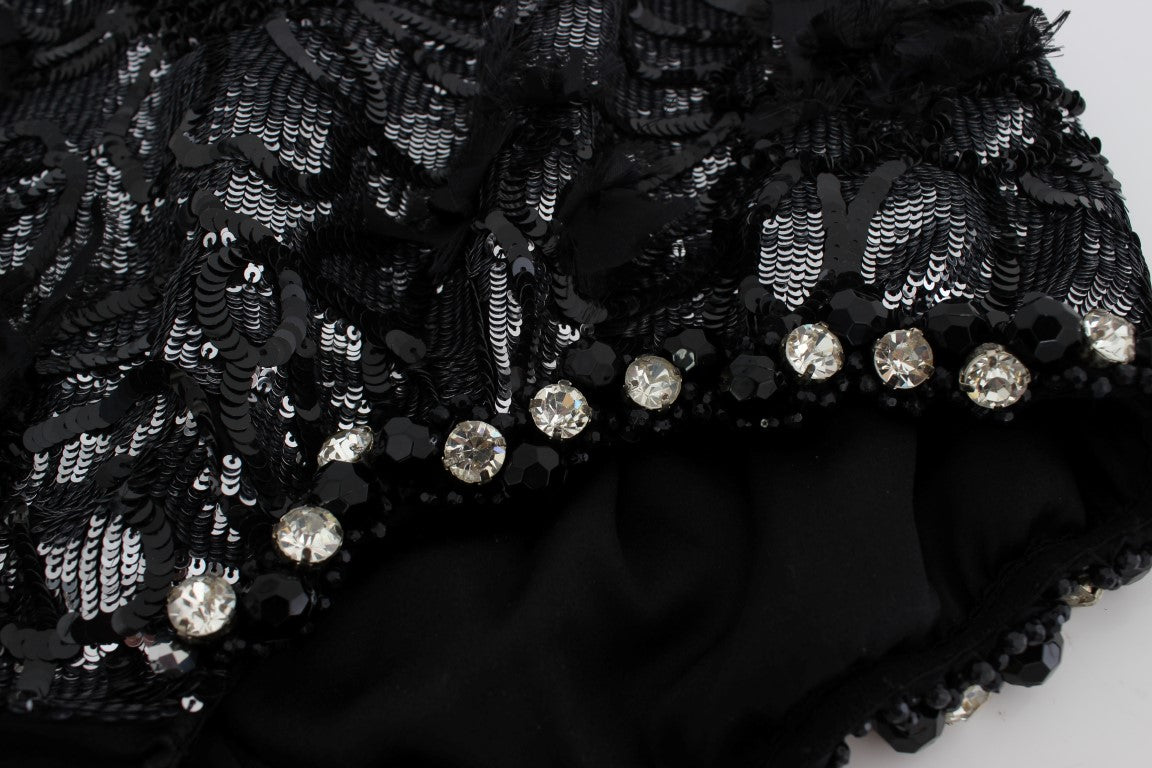 Dolce & Gabbana Women's Black Crystal Sequined Mini Shorts