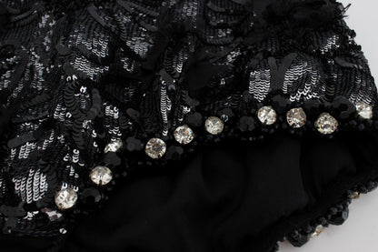 Dolce & Gabbana Women's Black Crystal Sequined Mini Shorts