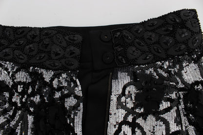 Dolce & Gabbana Women's Black Crystal Sequined Mini Shorts
