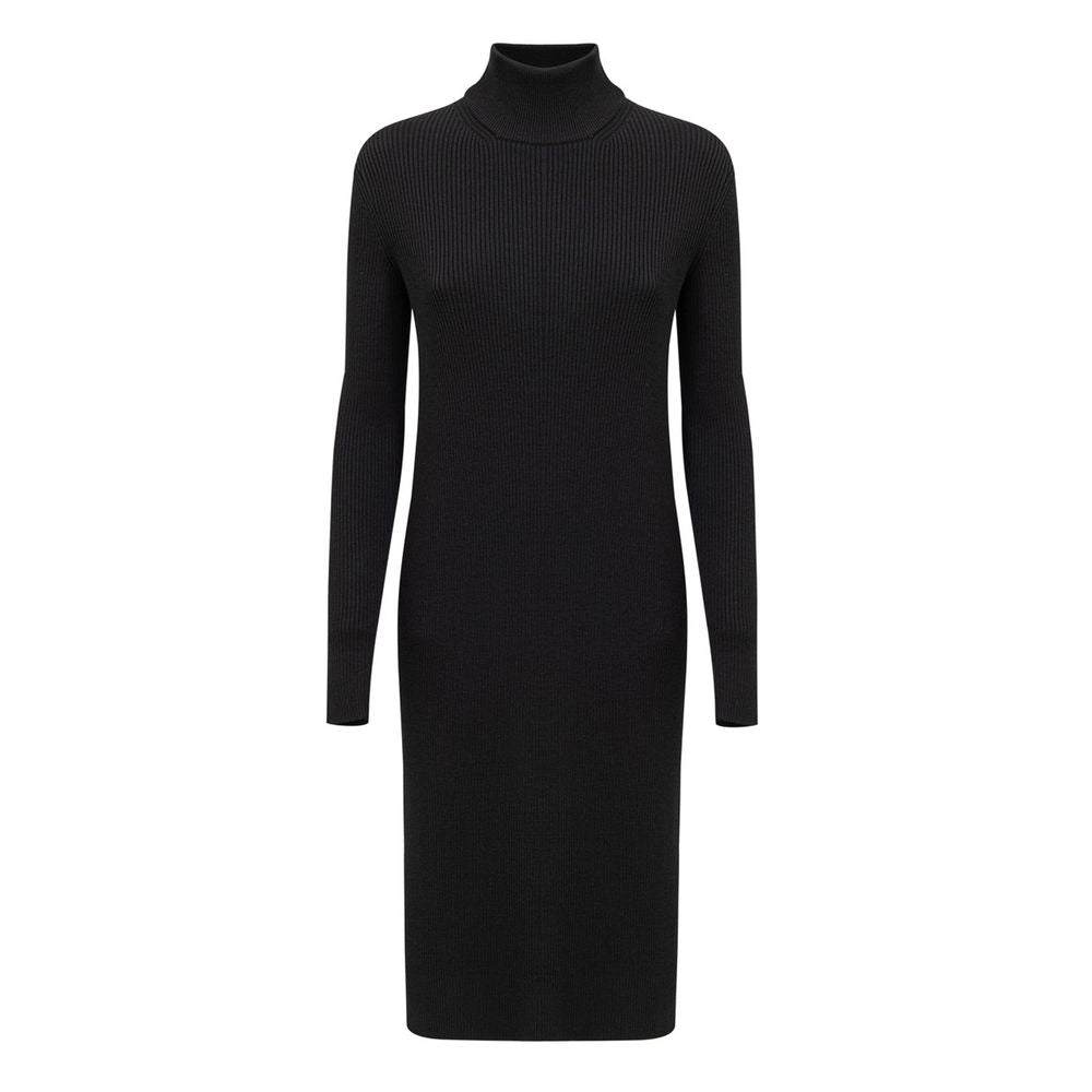 Bottega Veneta Black Wool Ribbed Knit Dress