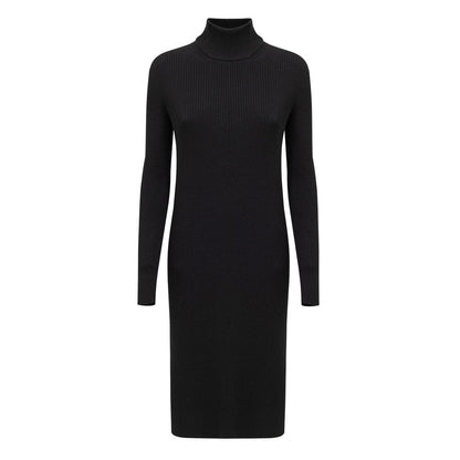 Bottega Veneta Black Wool Ribbed Knit Dress