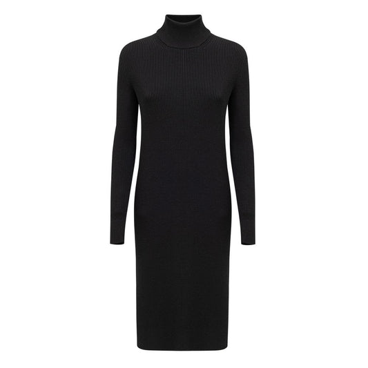 Bottega Veneta Black Wool Ribbed Knit Dress