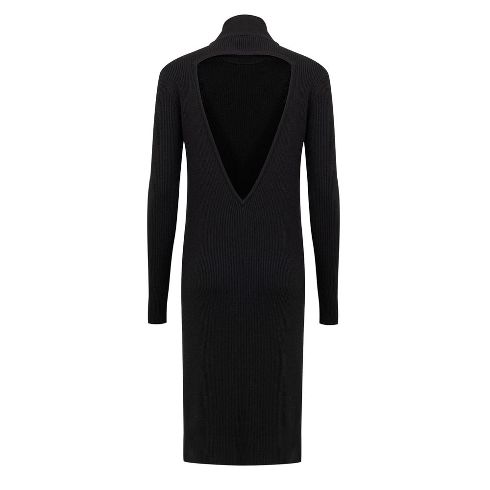 Bottega Veneta Black Wool Ribbed Knit Dress