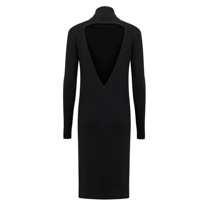 Bottega Veneta Black Wool Ribbed Knit Dress