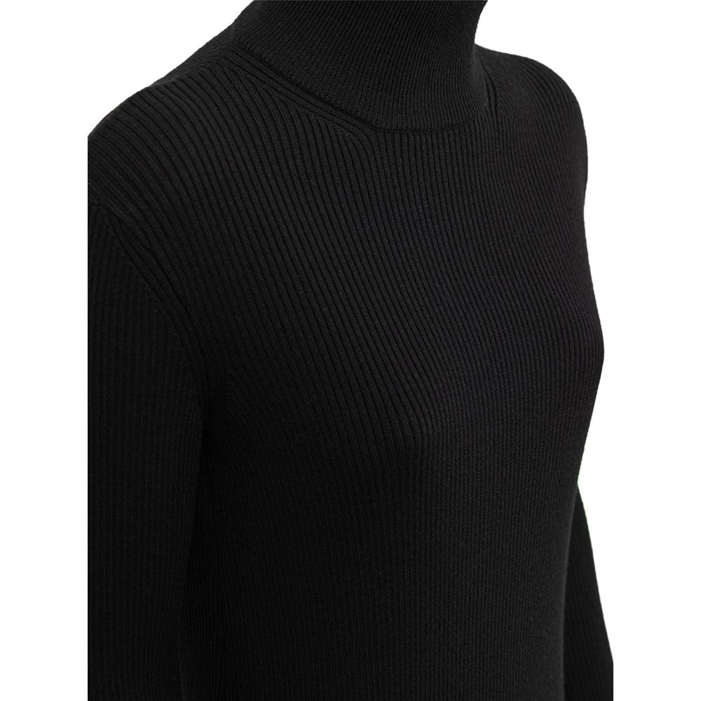Bottega Veneta Black Wool Ribbed Knit Dress