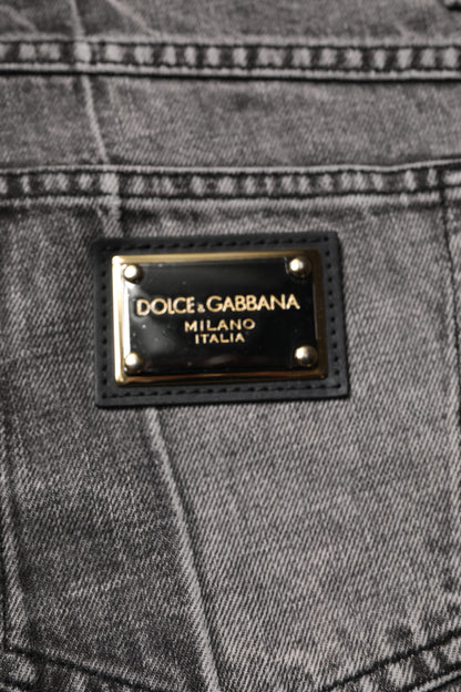 Dolce & Gabbana Two Tone Gray Cotton Denim Jeans