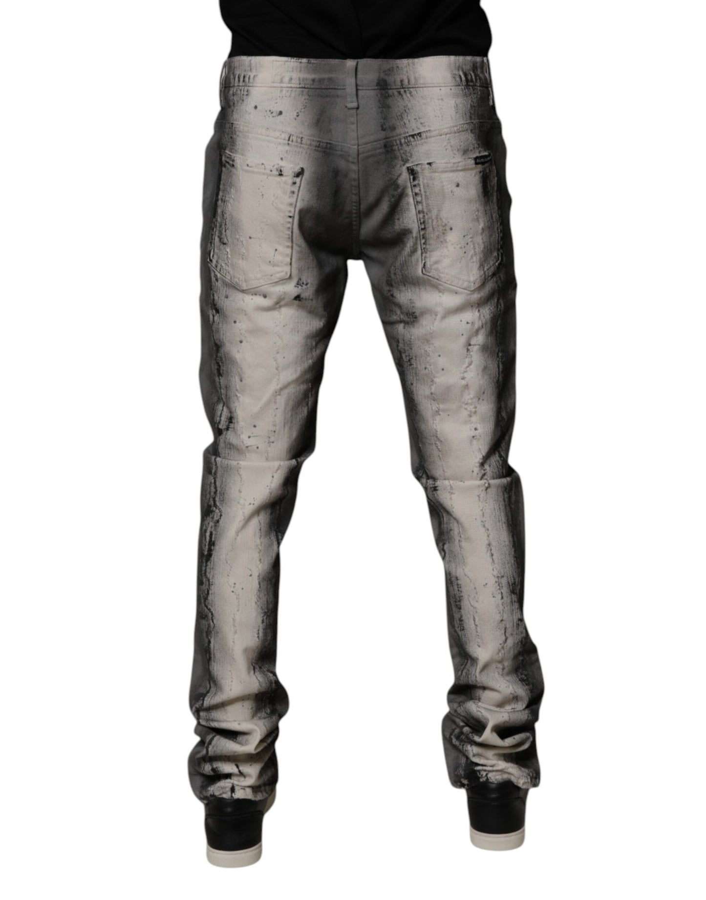 Dolce & Gabbana Gray Tie Dye Cotton Skinny Men Denim Jeans