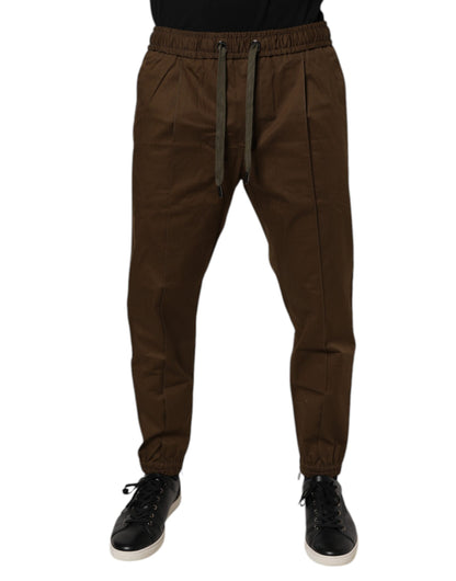 Dolce & Gabbana Brown Cotton Stretch Jogger Sweatpants Pants